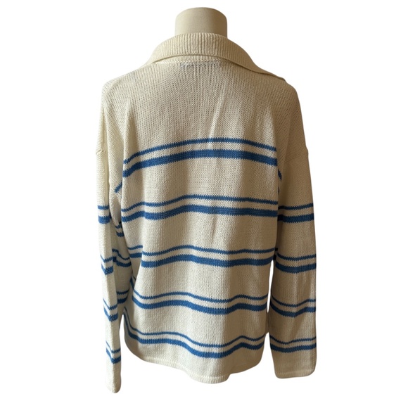 J MCLAUGHLIN SWEATER STRIPED COTTON NYLON LINEN BEACHY BREATHABLE CASUAL CHIC M - Picture 6 of 9